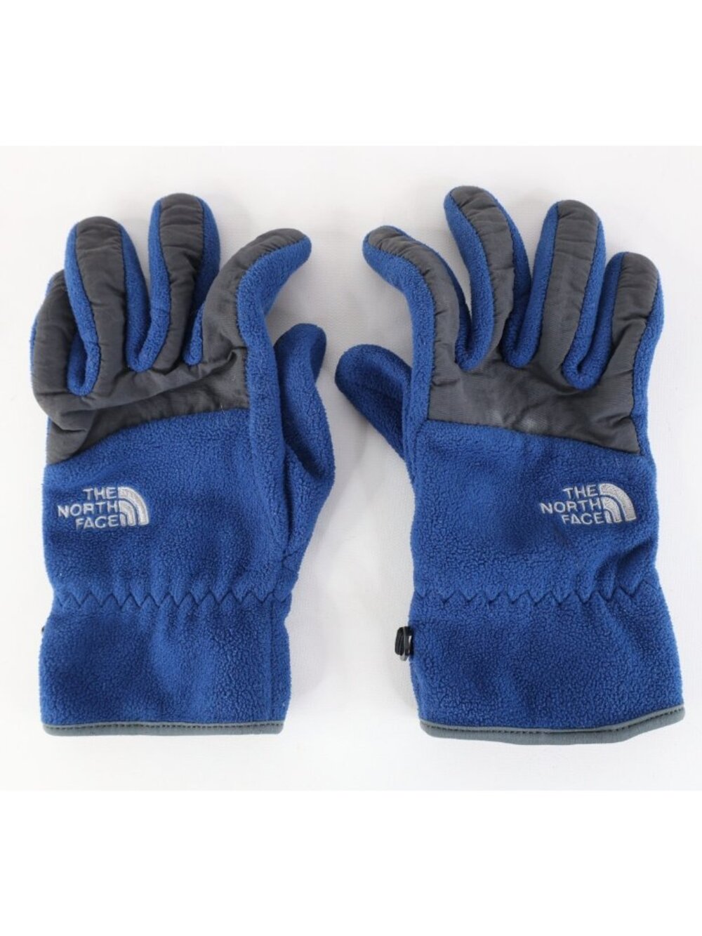 Vtg The North Face Mens Medium Distressed Spell Out Fleece Gloves Blue Winter